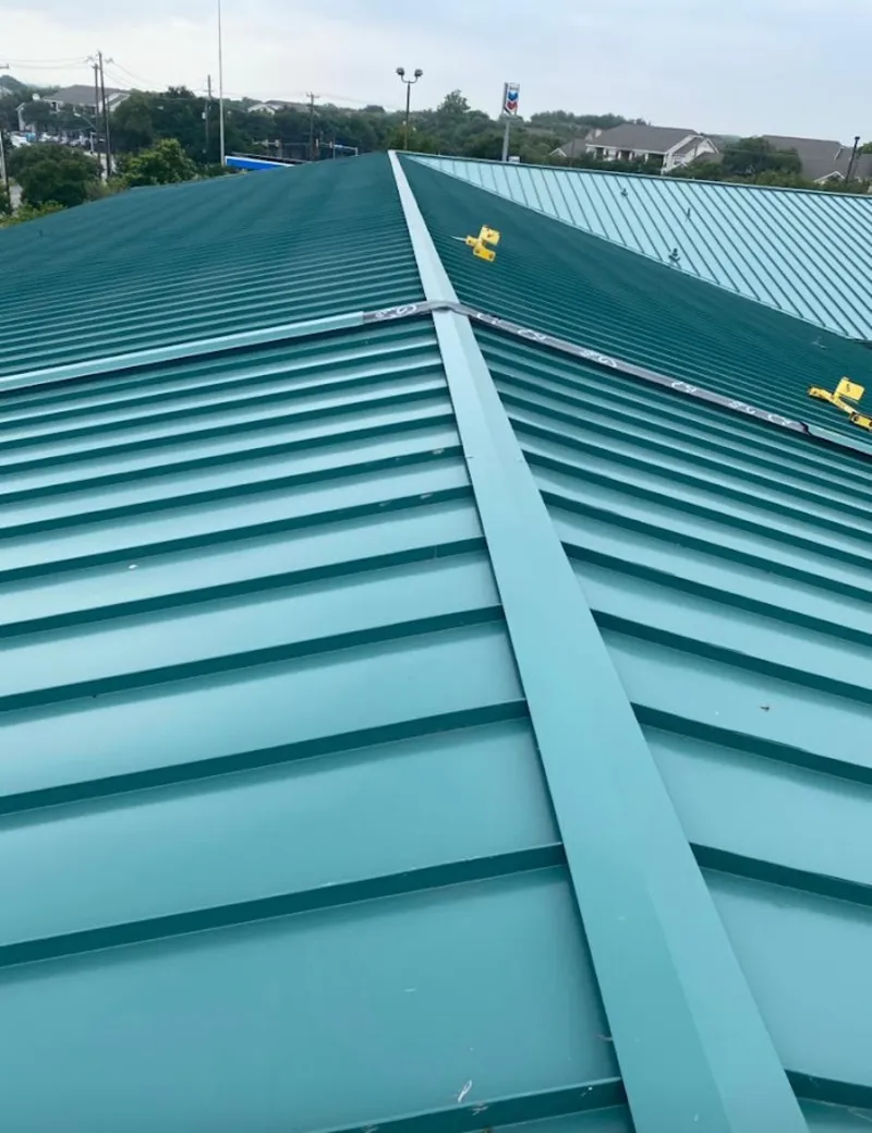 Green commercial metal roof ridge and valley for Metal Roof Repair in Hercules